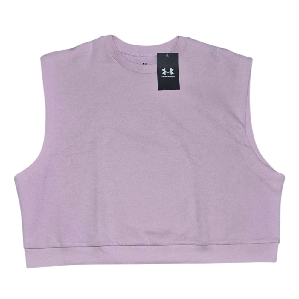 Under Armour Women's Pink Workout Cropped Loose Top Large Polyester, Cotton NWT